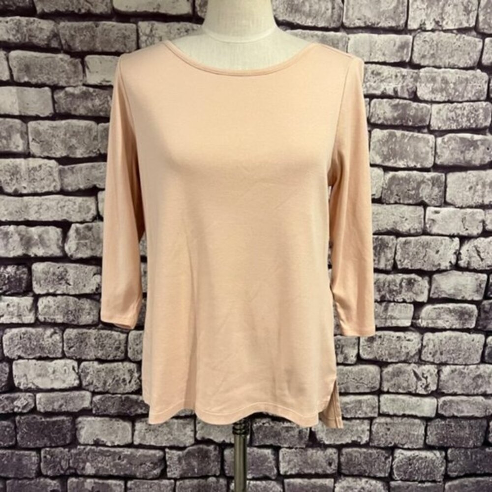 Chico's Ultimate Pink 3/4 Sleeve Longer Back Tee Size Large